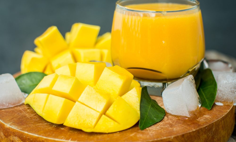 Mango shake. Fresh tropical fruit smoothies